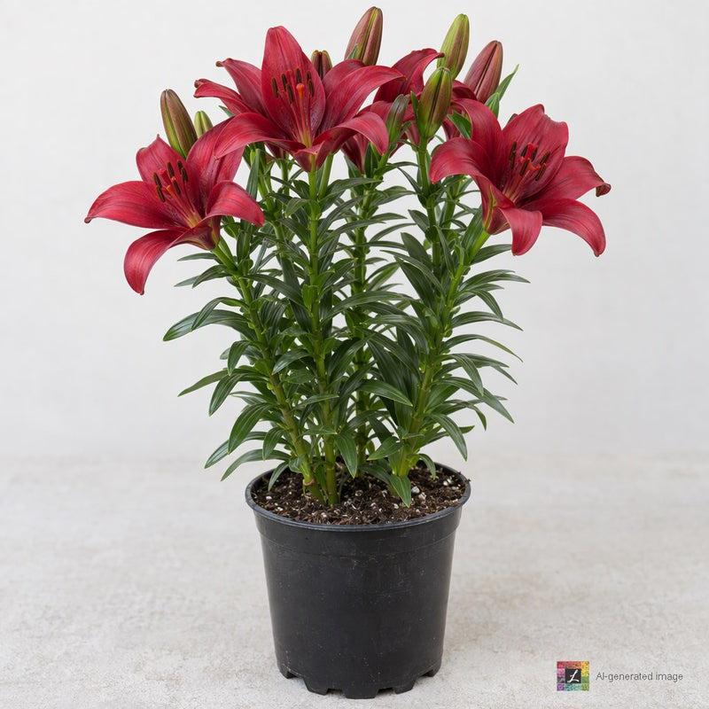AI-generated image: Lilium asiatic 'Salinero' (red)