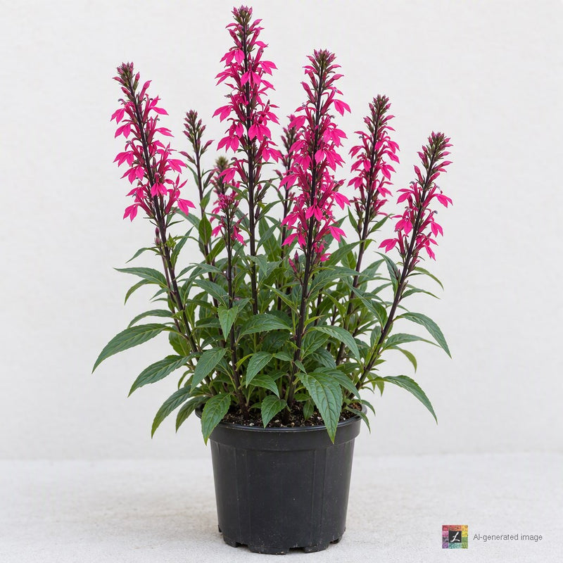 AI-generated image: Lobelia × speciosa 'Starship Deep Rose'