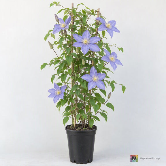 AI-generated image: VINE Clematis 'Will Barron' (blue)