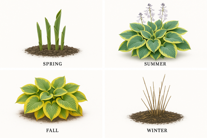 all 4 seasons of Hosta x 'Satisfaction'