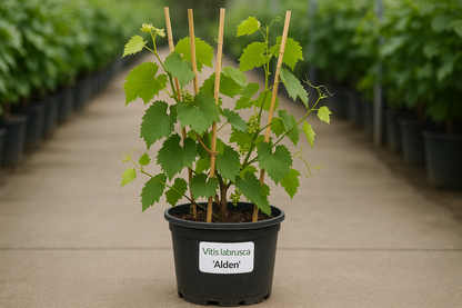 Grape, Vitis labrusca 'Alden' 5 galllon in bamboo stick