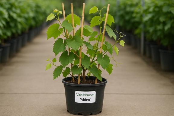 Grape, Vitis labrusca 'Alden' 5 galllon in bamboo stick